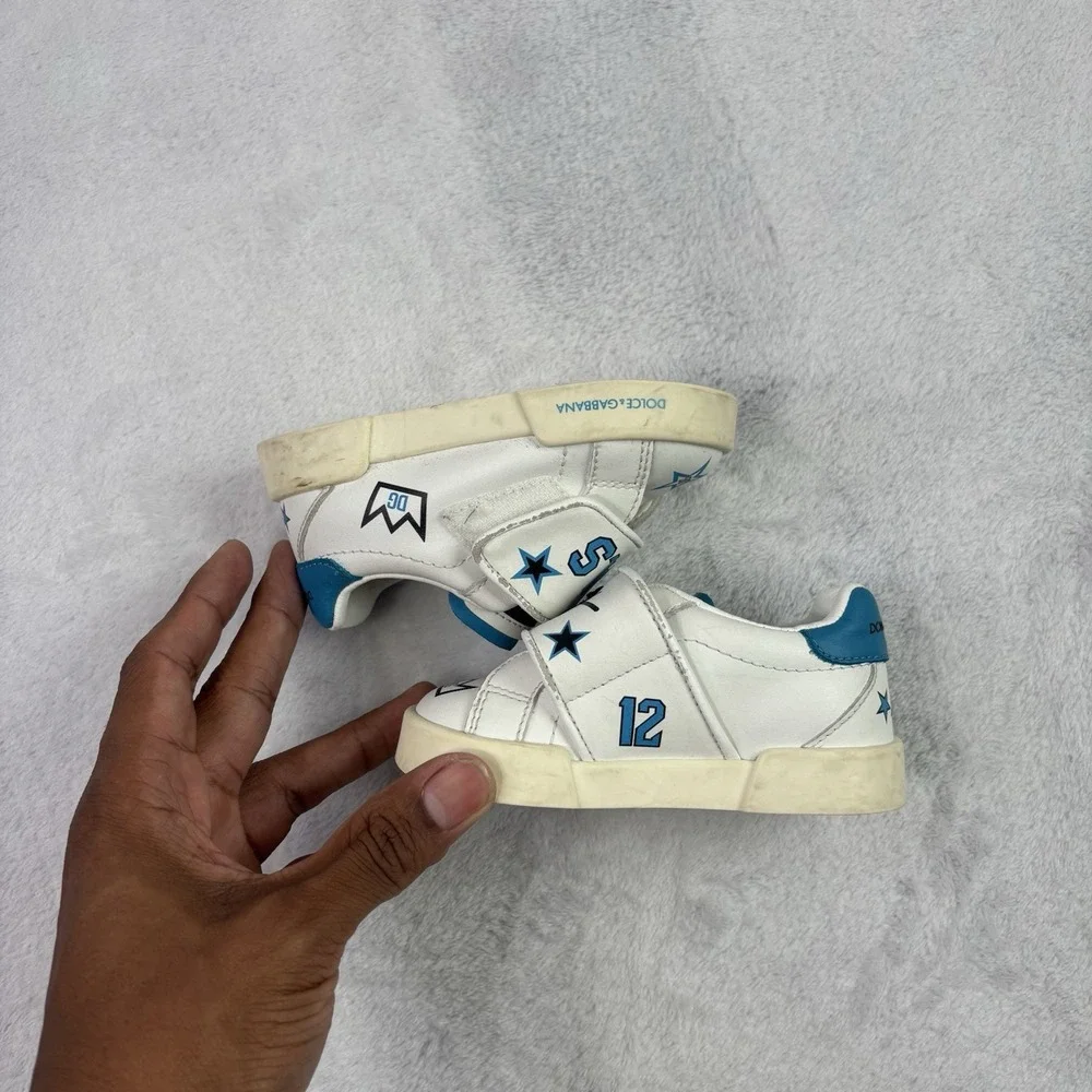 Dolce & Gabbana White & Blue Royals Kids Boys Trainers 20 Size 5C